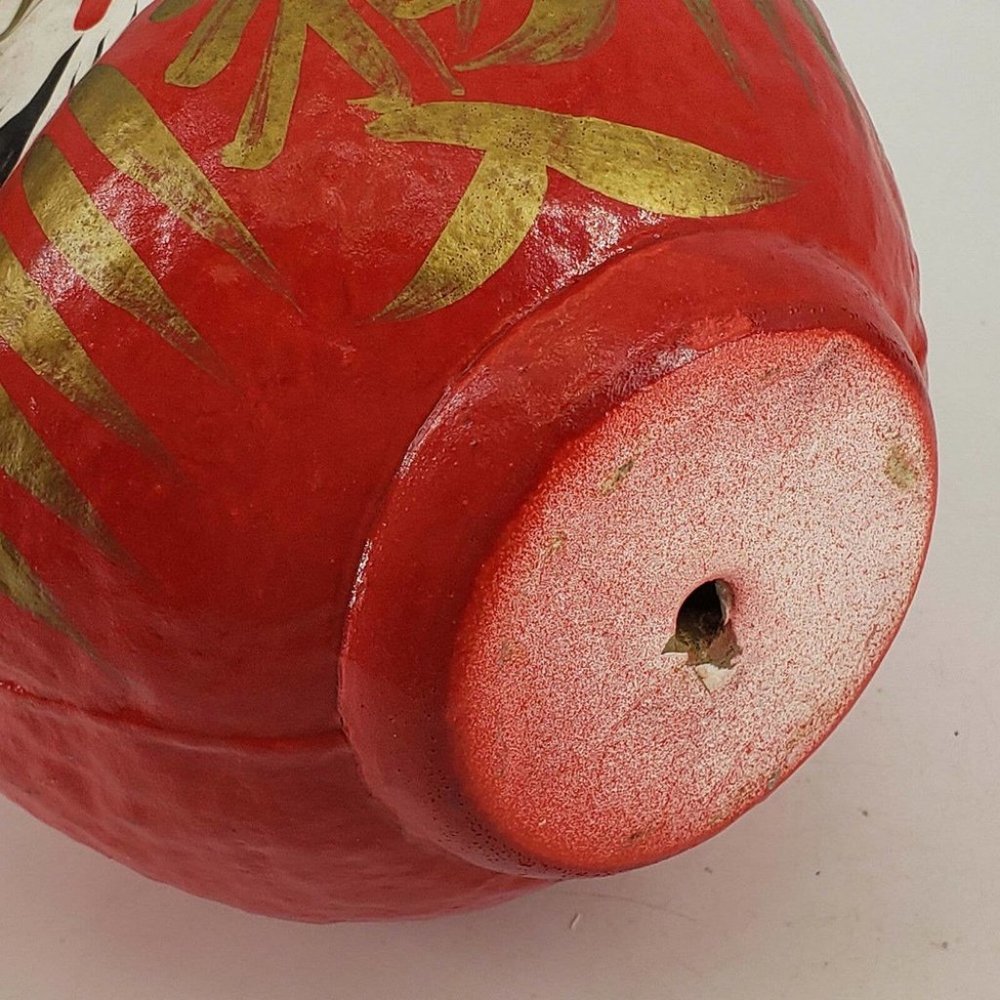 Japanese Daruma Doll Red Wishing Doll Paper Mache 6" - Picture 4 of 4